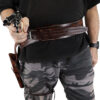 Classic Western Dark Leather Gun Belt - Ornate Cowboy Design