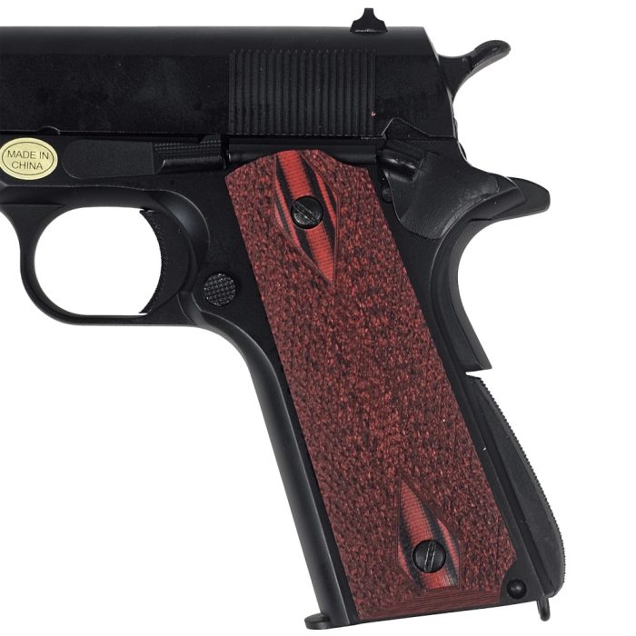 Colt 1911 Red Double Diamond Checkered Grips