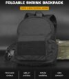 Foldable shrink backpack Bag- Black