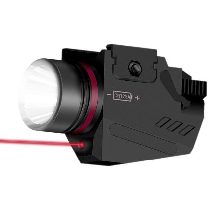 Tactical 150 Lumen Pistol LED Torch / Red Laser Combo- Black