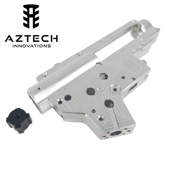 AZTECH Scythe Gen5 V2 CNC Gel Blaster Gearbox in 7075 Alloy - Silver