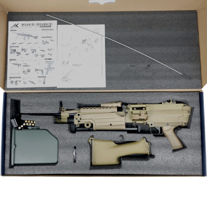 A&K M249-MK2 Light Machine Gun Gel Blaster FDE - Flat Dark Earth (Tan)