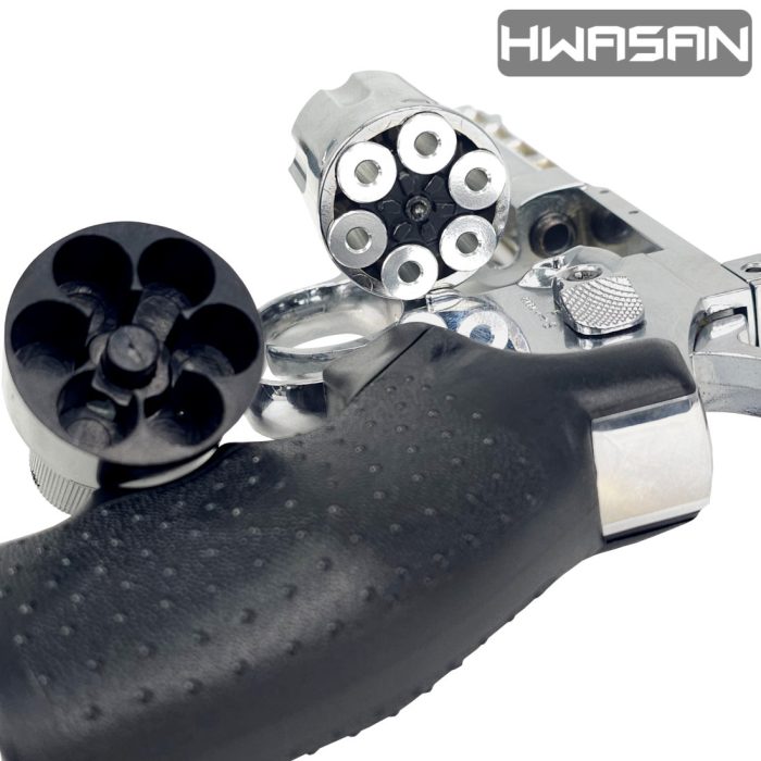 HWASAN 4 inch Revolver - CO2 Foam Dart Blaster - Bright Chrome (FSC1002BS4)