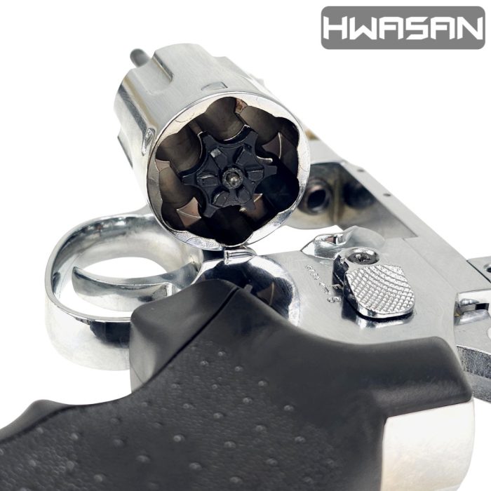 HWASAN 4 inch Revolver - CO2 Foam Dart Blaster - Bright Chrome (FSC1002BS4)