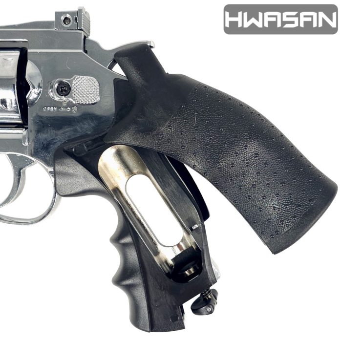 HWASAN 4 inch Revolver - CO2 Foam Dart Blaster - Bright Chrome (FSC1002BS4)