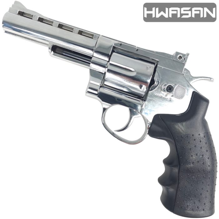 HWASAN 4 inch Revolver - CO2 Foam Dart Blaster - Bright Chrome (FSC1002BS4)