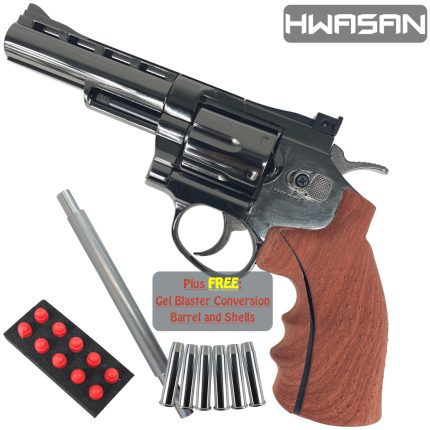 HWASAN 4 inch Revolver - CO2 Foam Dart Blaster - Dark Chrome (FSC1002BRW4)