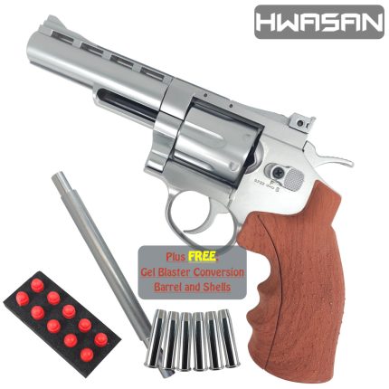 HWASAN 4 inch Revolver - CO2 Foam Dart Blaster - Matte Silver (FSC1002SW4)