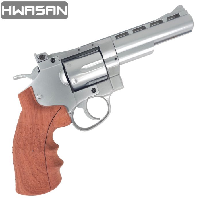 HWASAN 4 inch Revolver - CO2 Foam Dart Blaster - Matte Silver (FSC1002SW4)