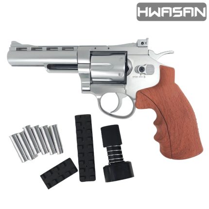 HWASAN 4 inch Revolver - CO2 Foam Dart Blaster - Matte Silver (FSC1002SW4)