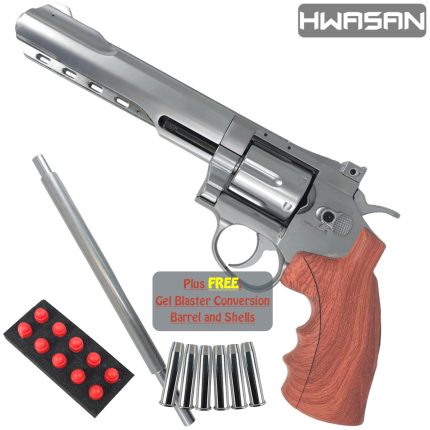 HWASAN 6 inch Revolver - CO2 Foam Dart Blaster - Matte Silver (FSC1002SW6)