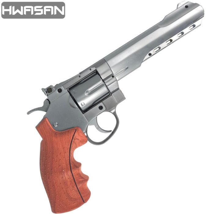 HWASAN 6 inch Revolver - CO2 Foam Dart Blaster - Matte Silver (FSC1002SW6)