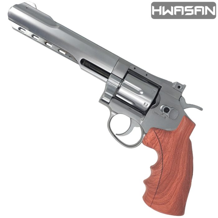 HWASAN 6 inch Revolver - CO2 Foam Dart Blaster - Matte Silver (FSC1002SW6)