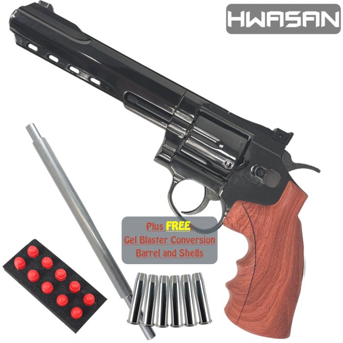 HWASAN 6 inch Revolver - CO2 Foam Dart Blaster - Dark Chrome (FSC1002B30)