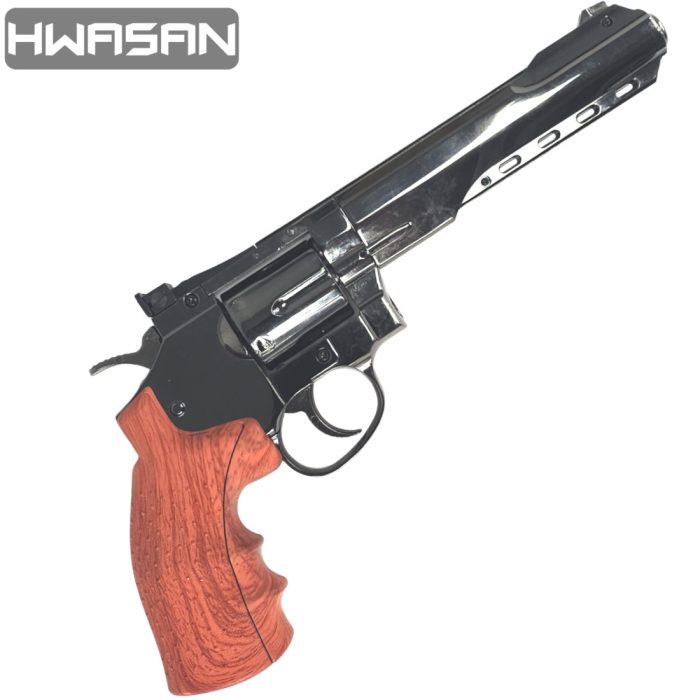 HWASAN 6 inch Revolver - CO2 Foam Dart Blaster - Dark Chrome (FSC1002B30)