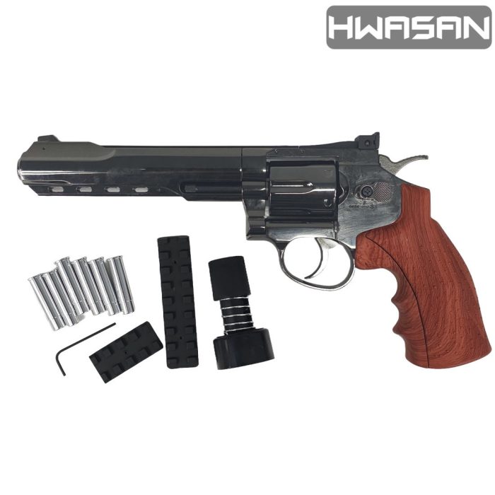 HWASAN 6 inch Revolver - CO2 Foam Dart Blaster - Dark Chrome (FSC1002B30)