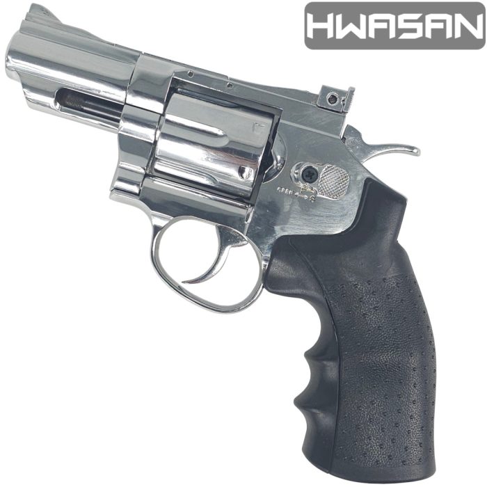 HWASAN 2.5 Inch Revolver - CO2 Foam Dart Blaster - Bright Chrome (FSC1002BS2)