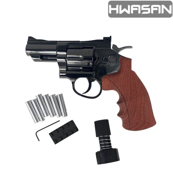 HWASAN 2.5 Inch Revolver - CO2 Foam Dart Blaster - Dark Chrome (FSC1002BRW2)