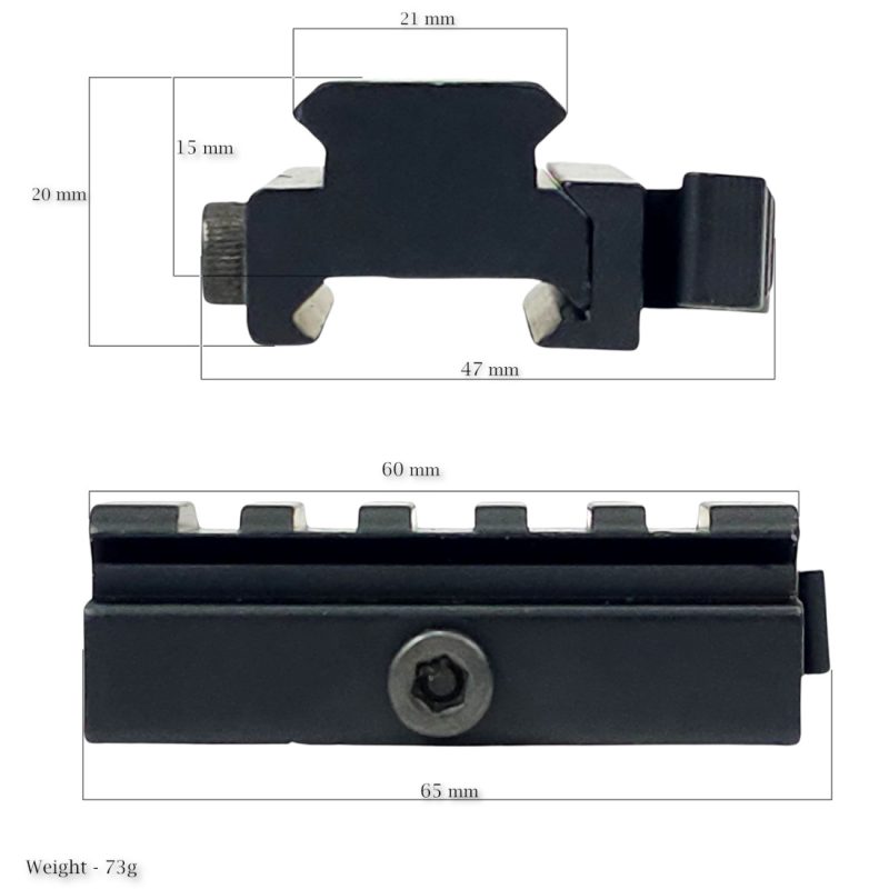 Rail Riser 5 Inch QD Quick Release 5 Slot Gel Blaster Picatinny Rail Riser | X-Force Tactical