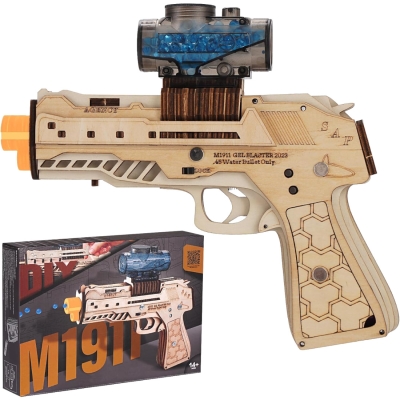 Maysida 3D Wooden Jigsaw DIY 1911 Electric Gel Blaster Model Kit – No.1300A