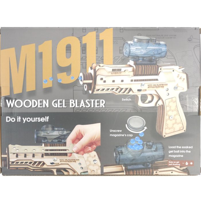 Maysida 3D Wooden Jigsaw DIY 1911 Electric Gel Blaster Model Kit - No.1300A