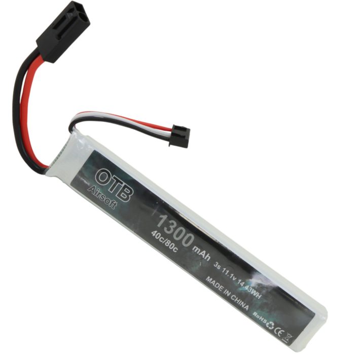 OTB 1300mah 11.1v Li-Po Gel Blaster Battery Mini Tamiya plug