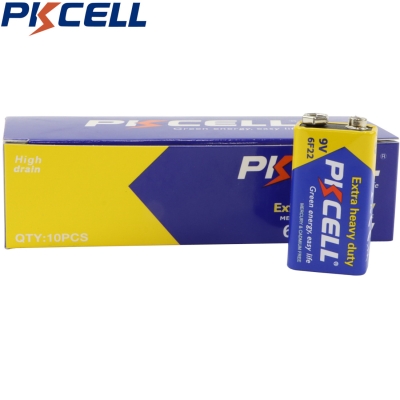 PKCELL 6F22 9V 1200 mAh Carbon Zinc Battery (10 Pack)