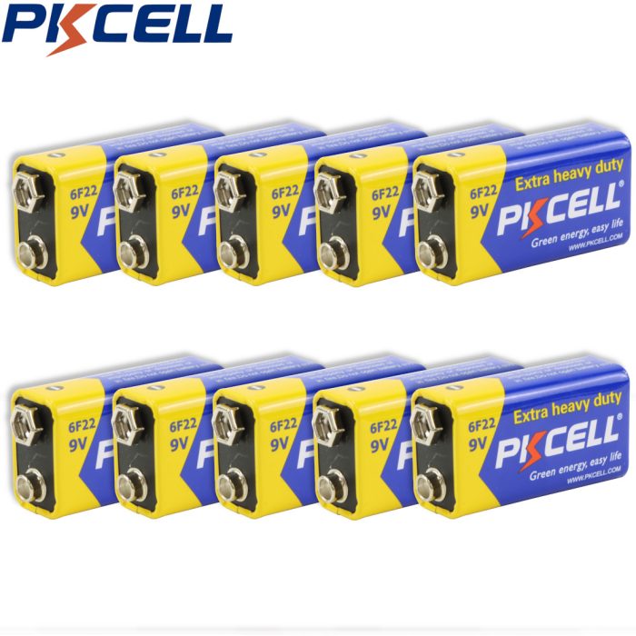 PKCELL 6F22 9V 1200 mAh Carbon Zinc Battery (10 Pack)