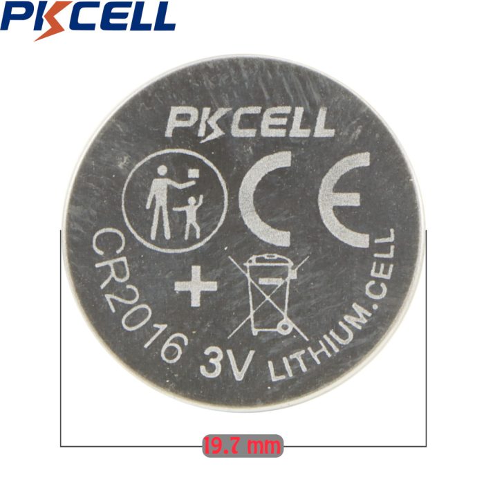 PKCELL CR2016 3V 75 mAh Lithium Button Battery (5 Pack)