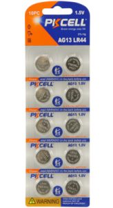 PKCELL LR44 (AG13) Lithium Button Battery (Ten Pack)