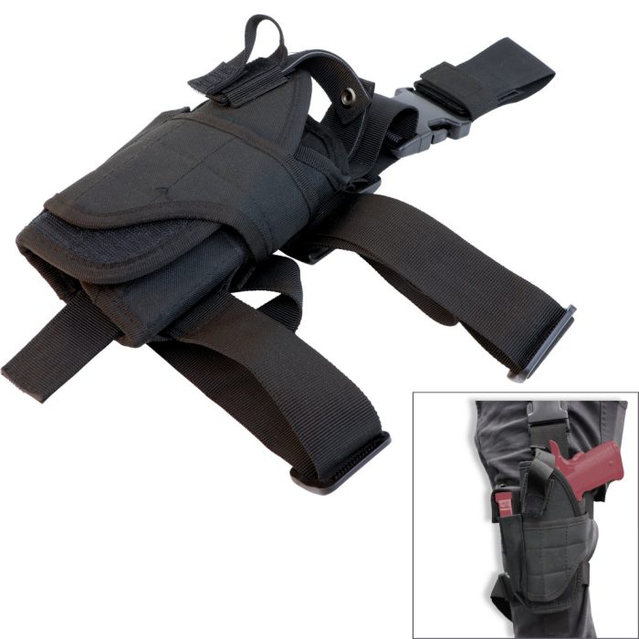 Universal Drop Leg Gel Blaster Pistol Holster - LH Black