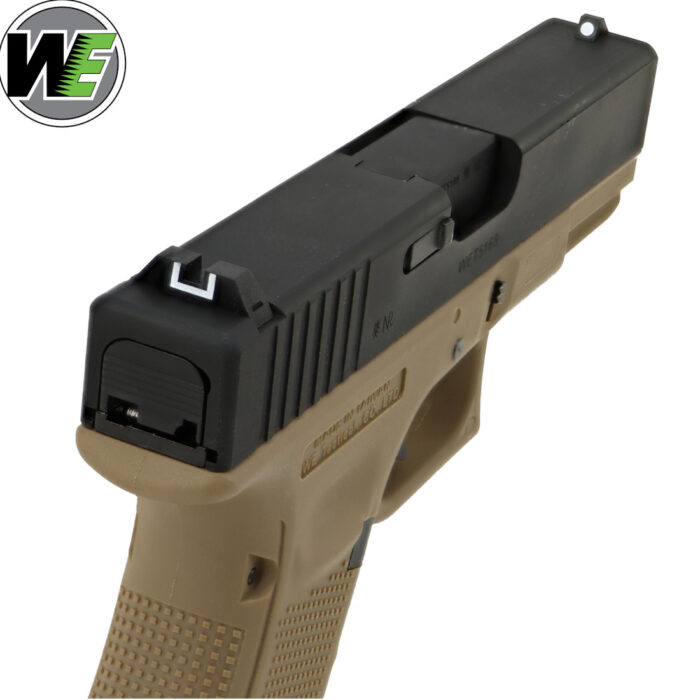We Tech Glock 19 Gen 4 Gas Blowback Pistol Gel Blaster - Black and Tan