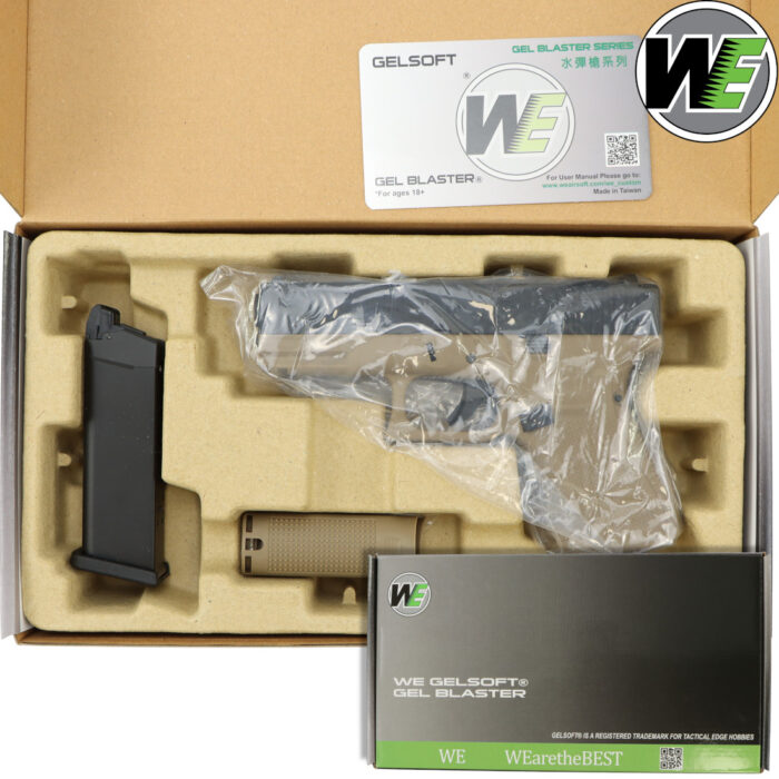 We Tech Glock 19 Gen 4 Gas Blowback Pistol Gel Blaster - Black and Tan