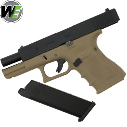 We Tech Glock 19 Gen 4 Gas Blowback Pistol Gel Blaster - Black and Tan