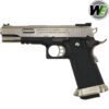 We Tech Silver and Black Hi-Capa 5.1 T-Rex IPSC Competition GBB Gel Blaster Pistol