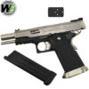 We Tech Silver and Black Hi-Capa 5.1 T-Rex IPSC Competition GBB Gel Blaster Pistol