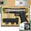 We Tech Silver and Black Hi-Capa 5.1 T-Rex IPSC Competition GBB Gel Blaster Pistol