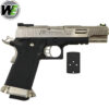 We Tech Silver and Black Hi-Capa 5.1 T-Rex IPSC Competition GBB Gel Blaster Pistol