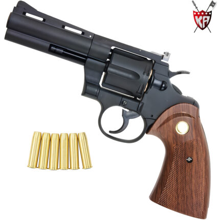 King Arms Python 357 - 4 Inch Green Gas Collector’s Gel Blaster Revolver – Black