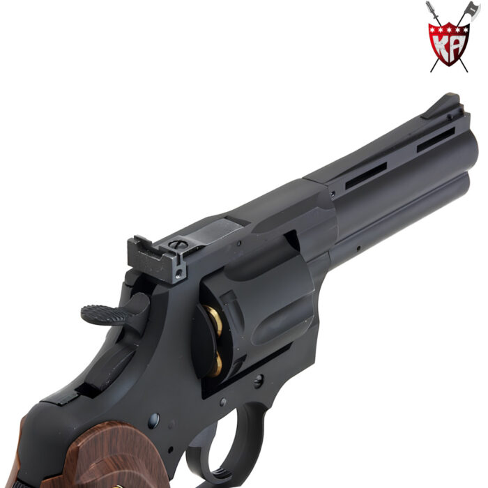 King Arms Python 357 - 4 Inch Green Gas Collector’s Gel Blaster Revolver – Black