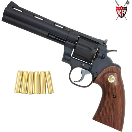 King Arms Python 357 - 6 Inch Green Gas Collector’s Gel Blaster Revolver – Black