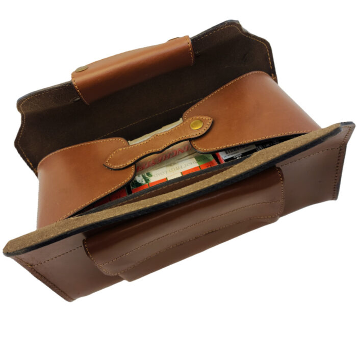Shotgun Cartridge Ammo Leather Bag with Side Pocket