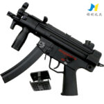 JM MP5K PDW AEG Gel Blaster — compact black PDW-style replica shown with magazine coupler attached and included 7.4V battery