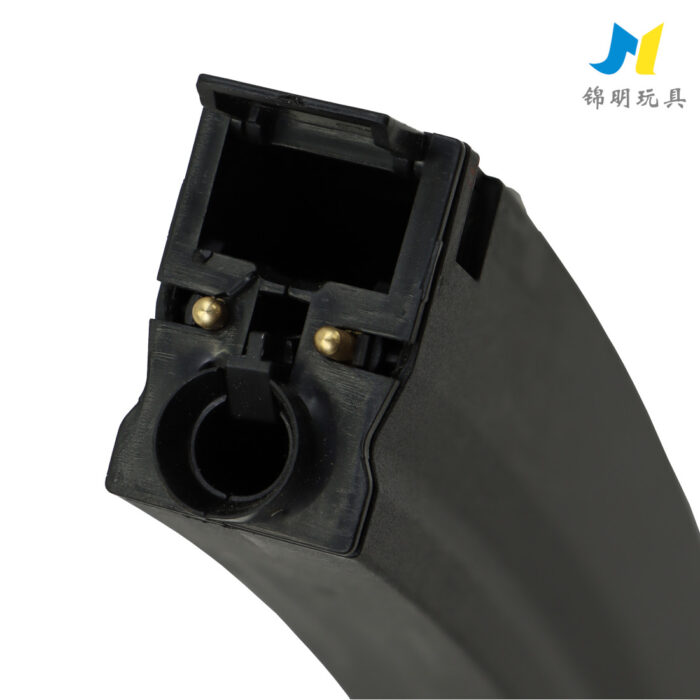 JM MP5K PDW AEG Gel Blaster — compact black PDW-style replica shown with magazine coupler attached and included 7.4V battery