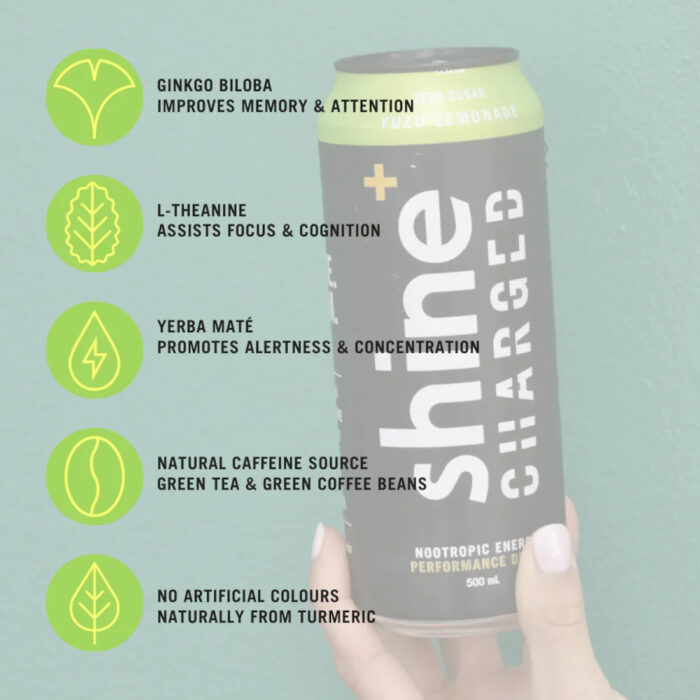 Shine Yuzu Lemonade Charged Nootropic Energy Drink - 500ml