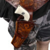 Classic Western Leather Gun Belt - Light Ornate Cowboy Design