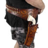 Classic Western Leather Gun Belt - Light Ornate Cowboy Design