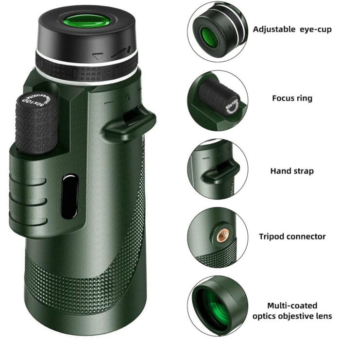 80X100 Zoom Monocular Telescope
