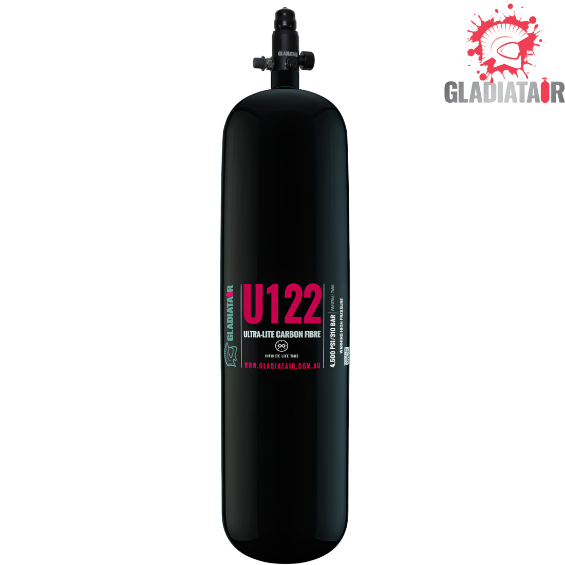 gladiatair-u122-carbon-fibre-air-tank-with-gladiatair-regulator (1) GladiatAir U122 Carbon Fibre Air Tank with GladiatAir Regulator