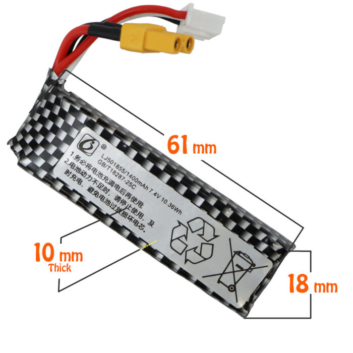 7.4v XT30 Rechargeable Lipo Gel Blaster Battery